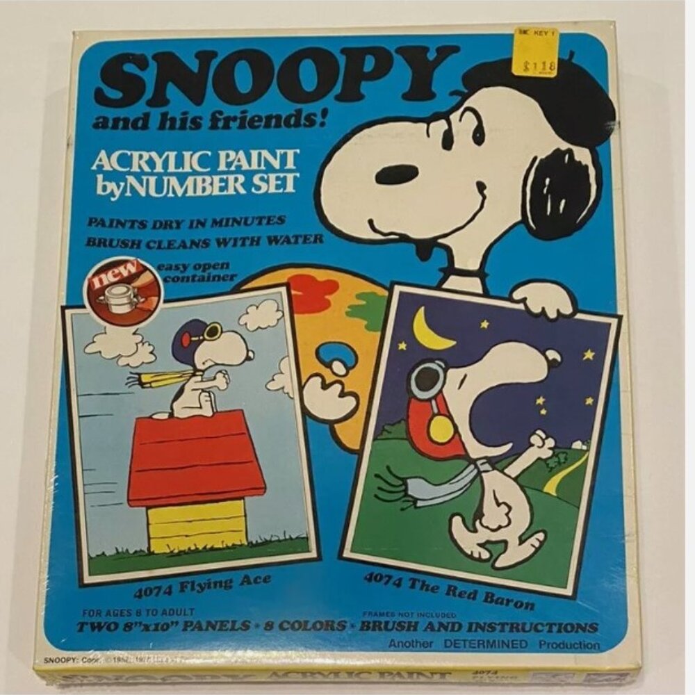 Vintage SEALED Peanuts Snoopy Paint By Number Flying Ace Red Baron 70s Rare